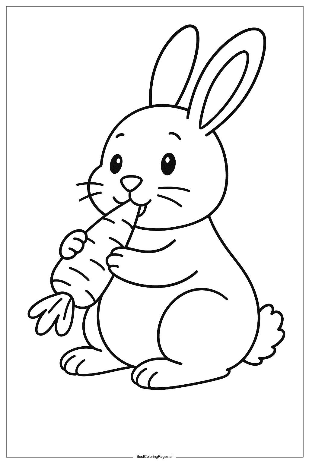 Rabbit eating carrot Coloring Page