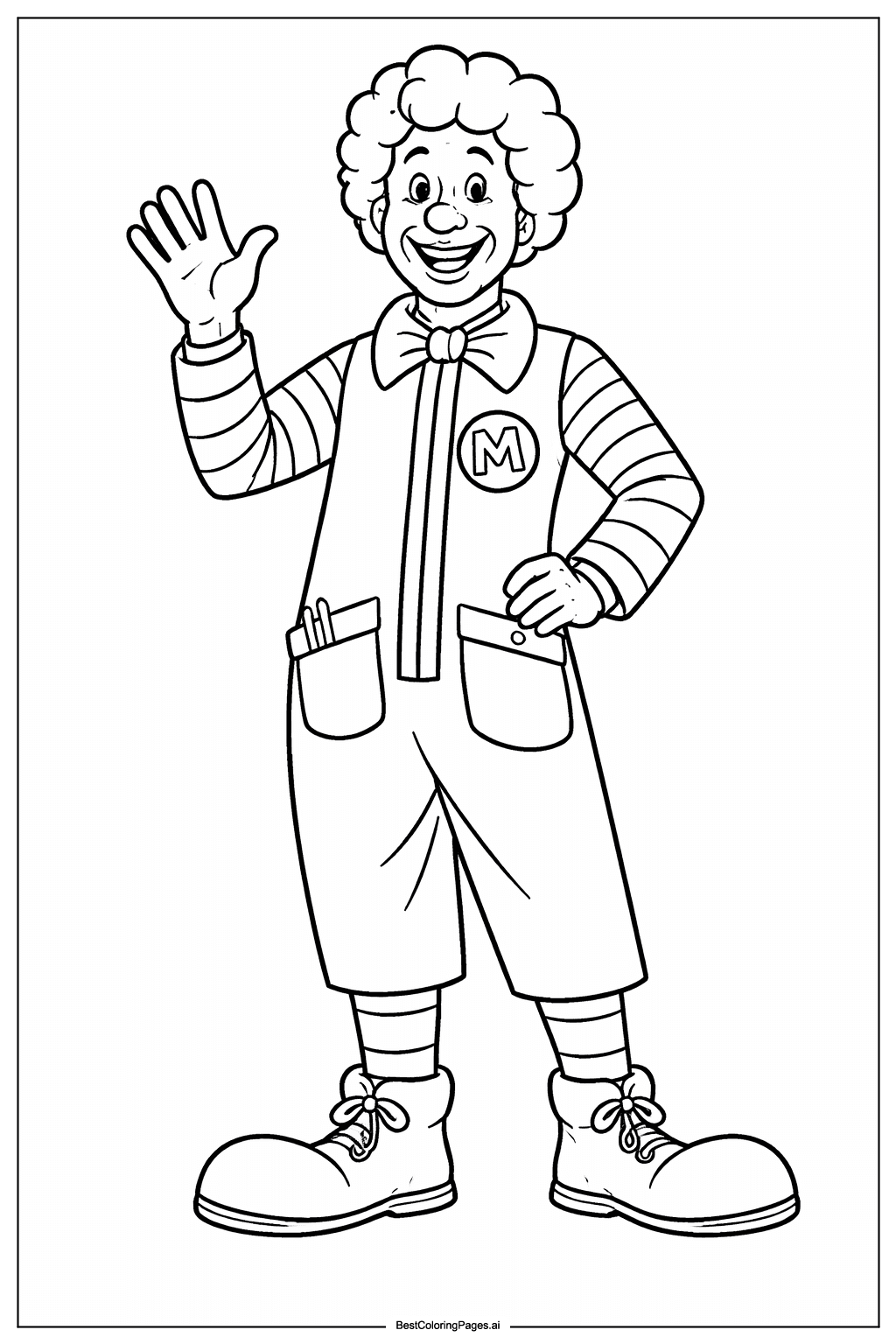 Ronald McDonald waving Coloring Page