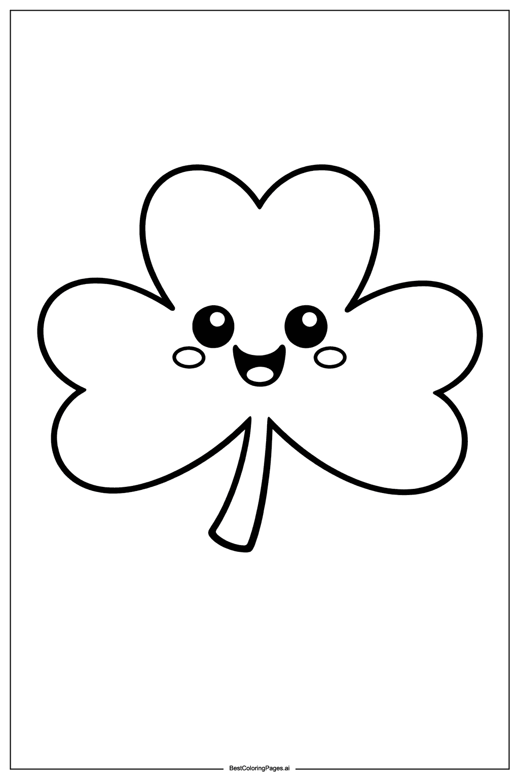 Shamrock with smiling face Coloring Page