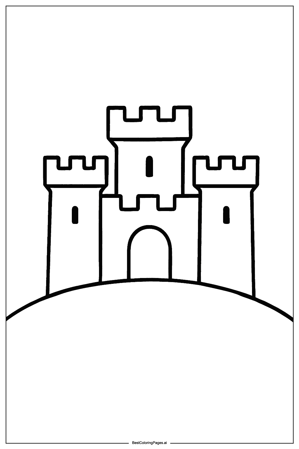 Small castle on hill Coloring Page