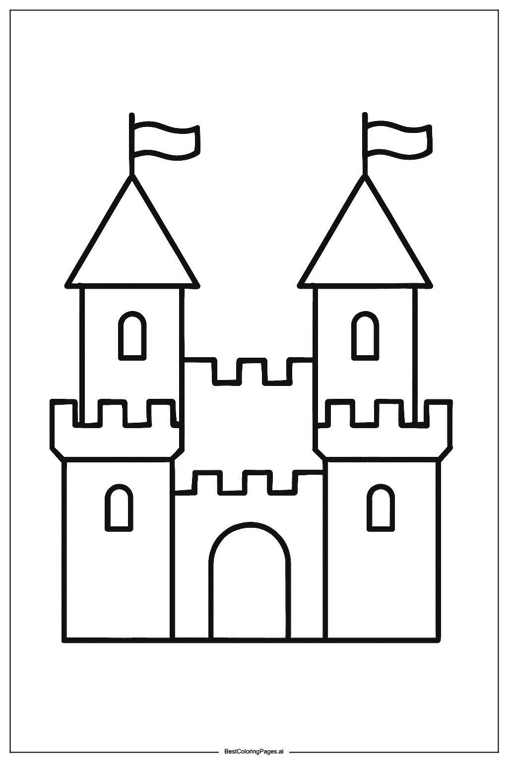 Small castle with towers Coloring Page