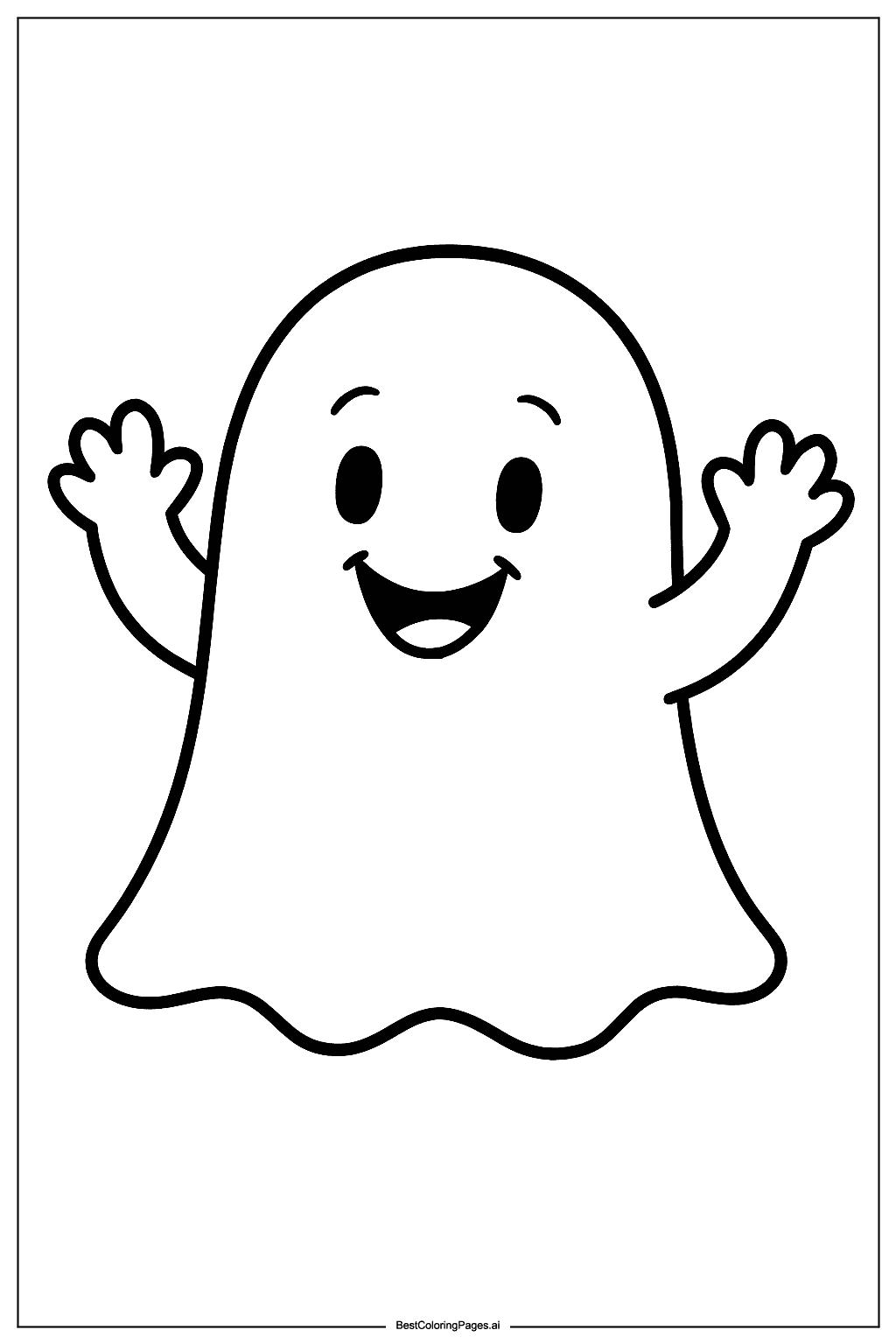 Smiling ghost waving Coloring Page