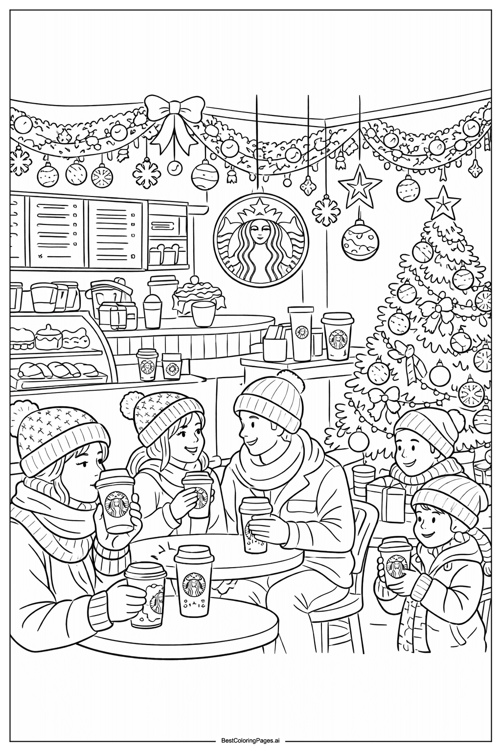 Tranh tô màu Trang trí lễ hội tại Starbucks