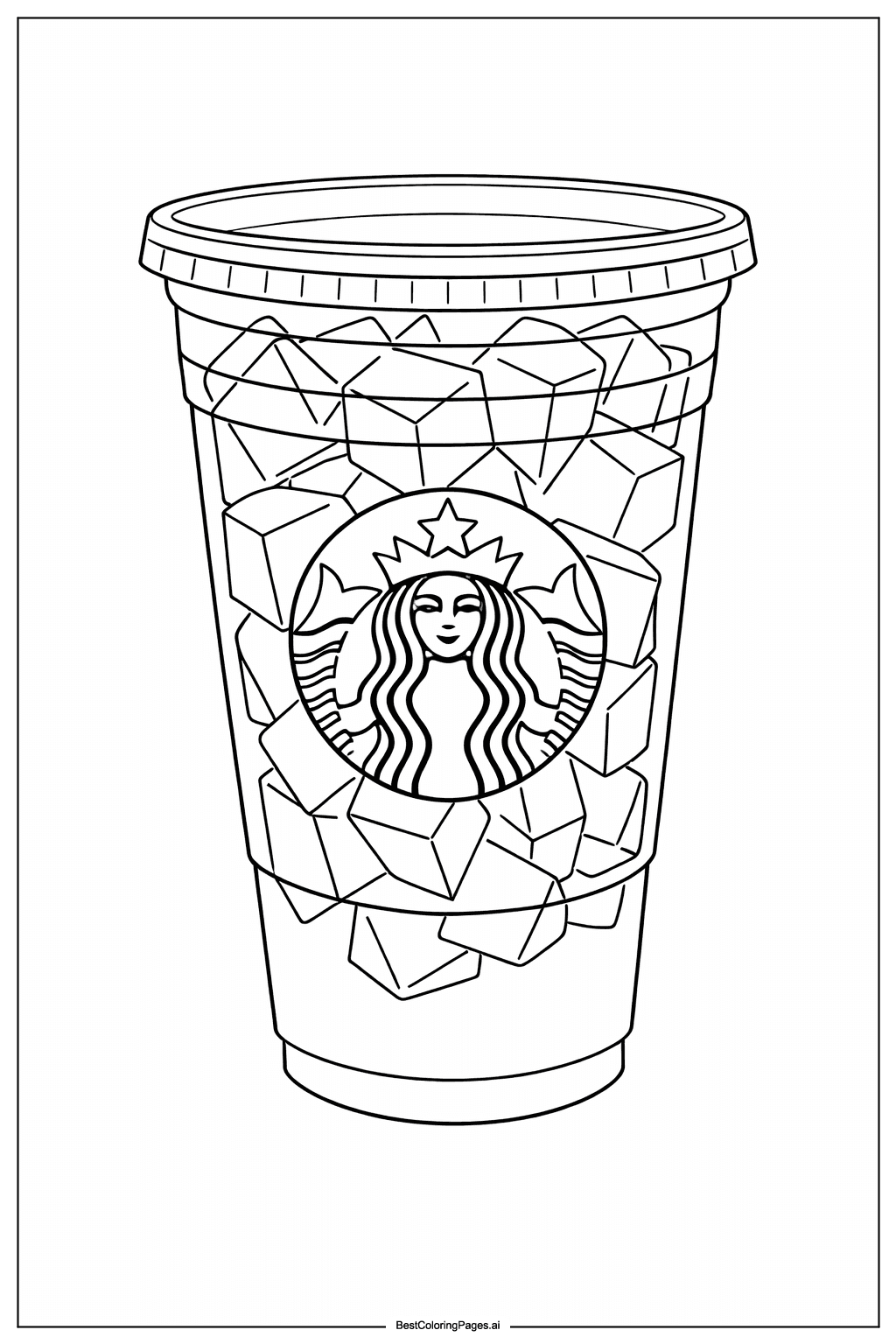 Tranh tô màu Cốc Latte đá Starbucks