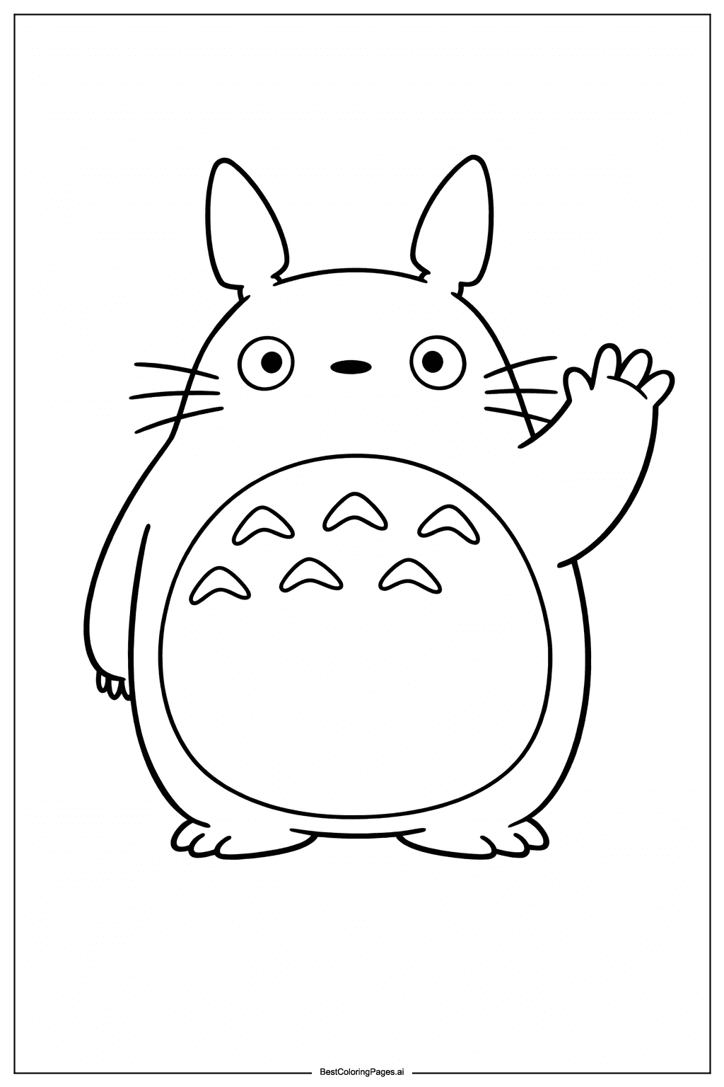 Totoro waving Coloring Page