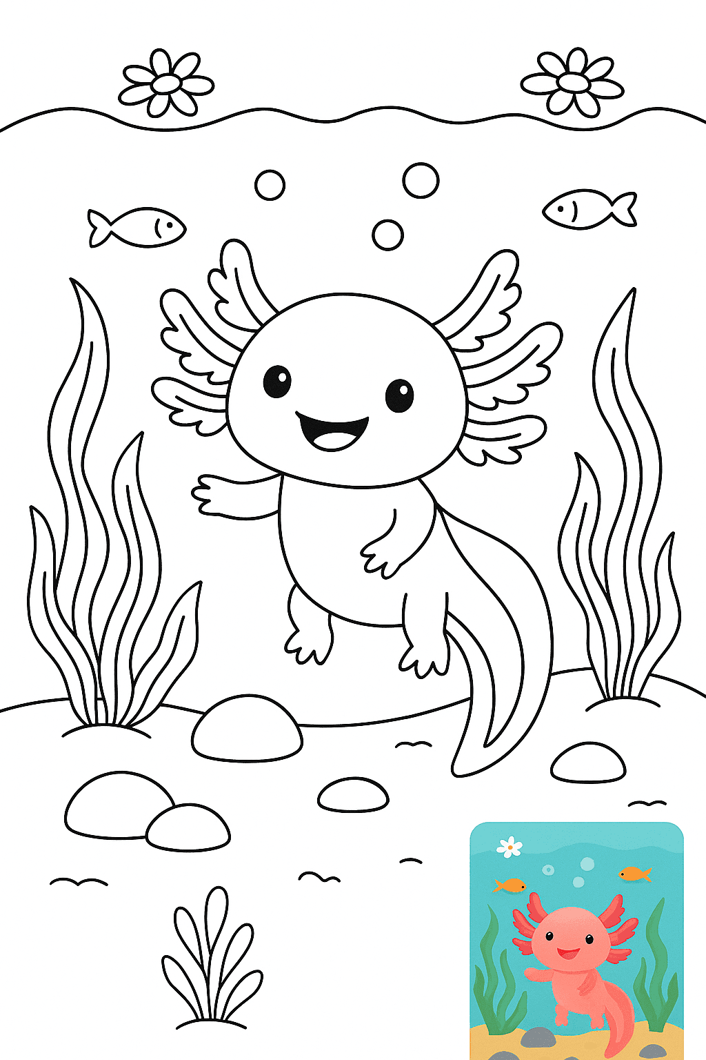 Gambar Mewarnai Axolotl