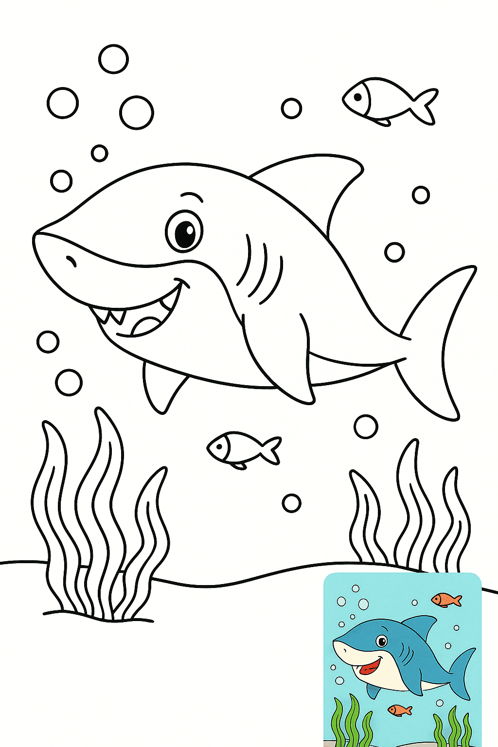 Gambar Mewarnai ikan hiu