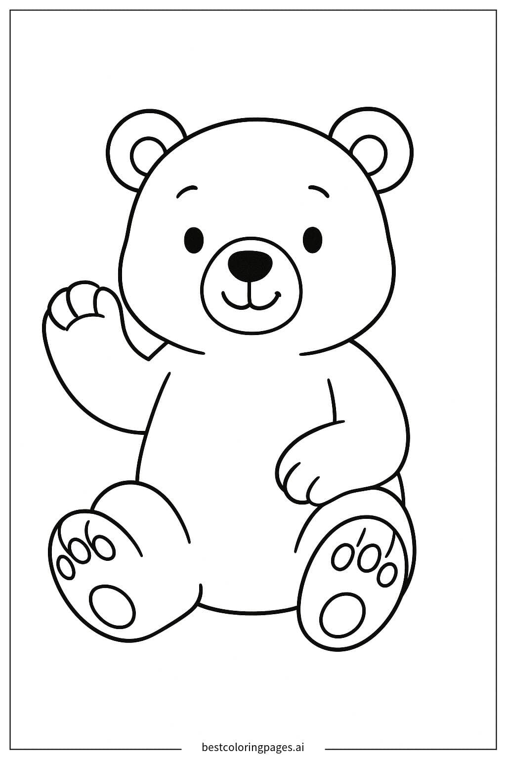 Desenhos de Um urso sentado e acenando para Colorir