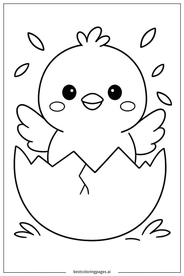 小鸡破壳而出 涂色页