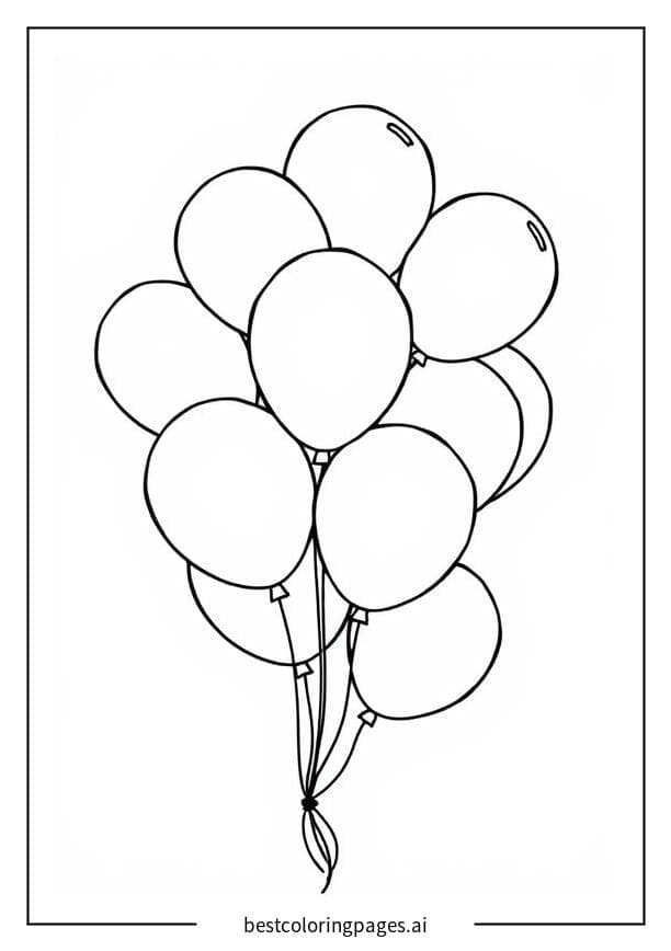 Dibujos de Un racimo de globos coloridos para Colorear