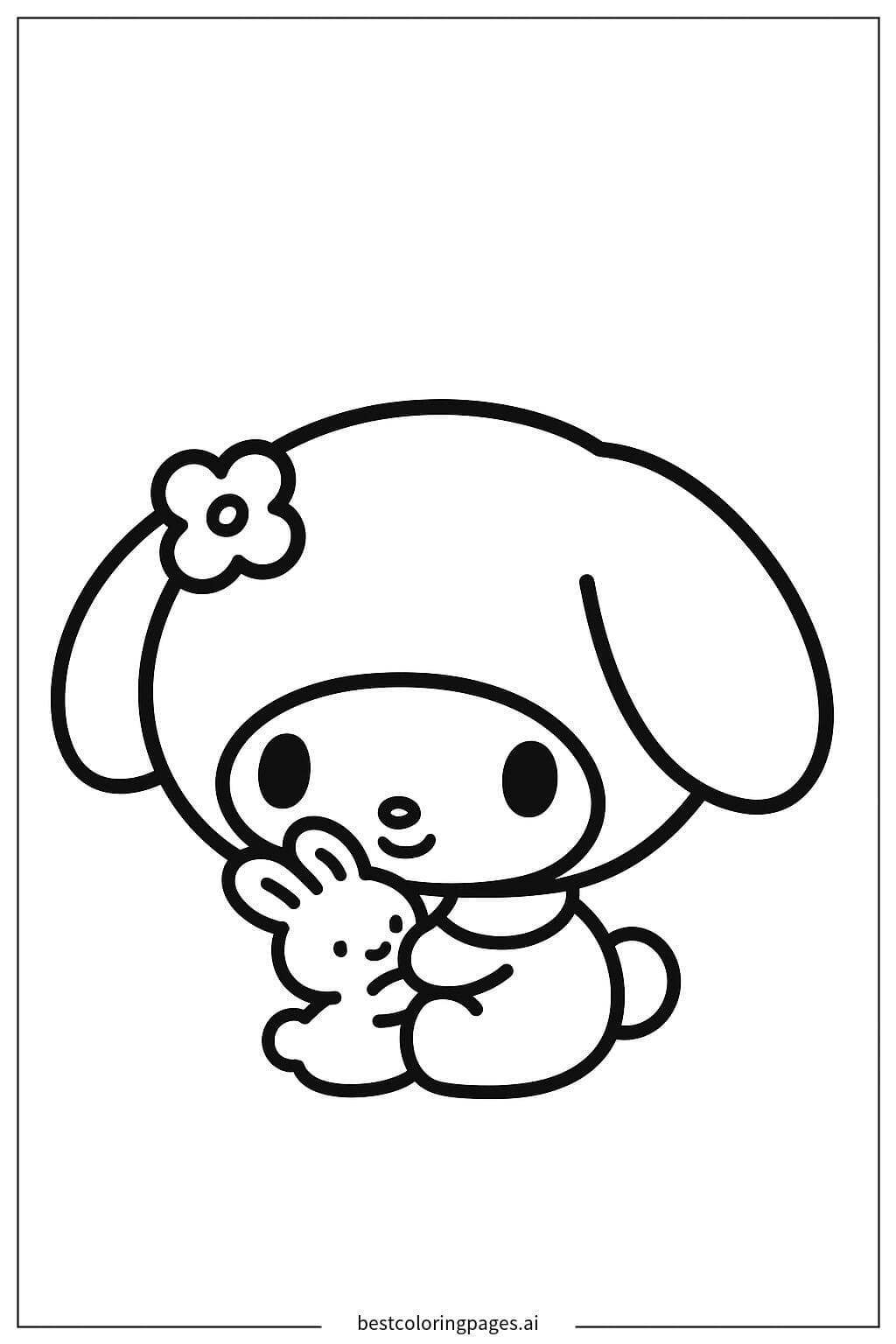 Ein niedlicher Hase mit My Melody