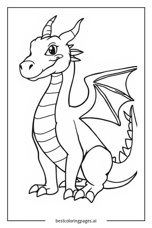 Majestic Dragon Standing Still Coloring Page