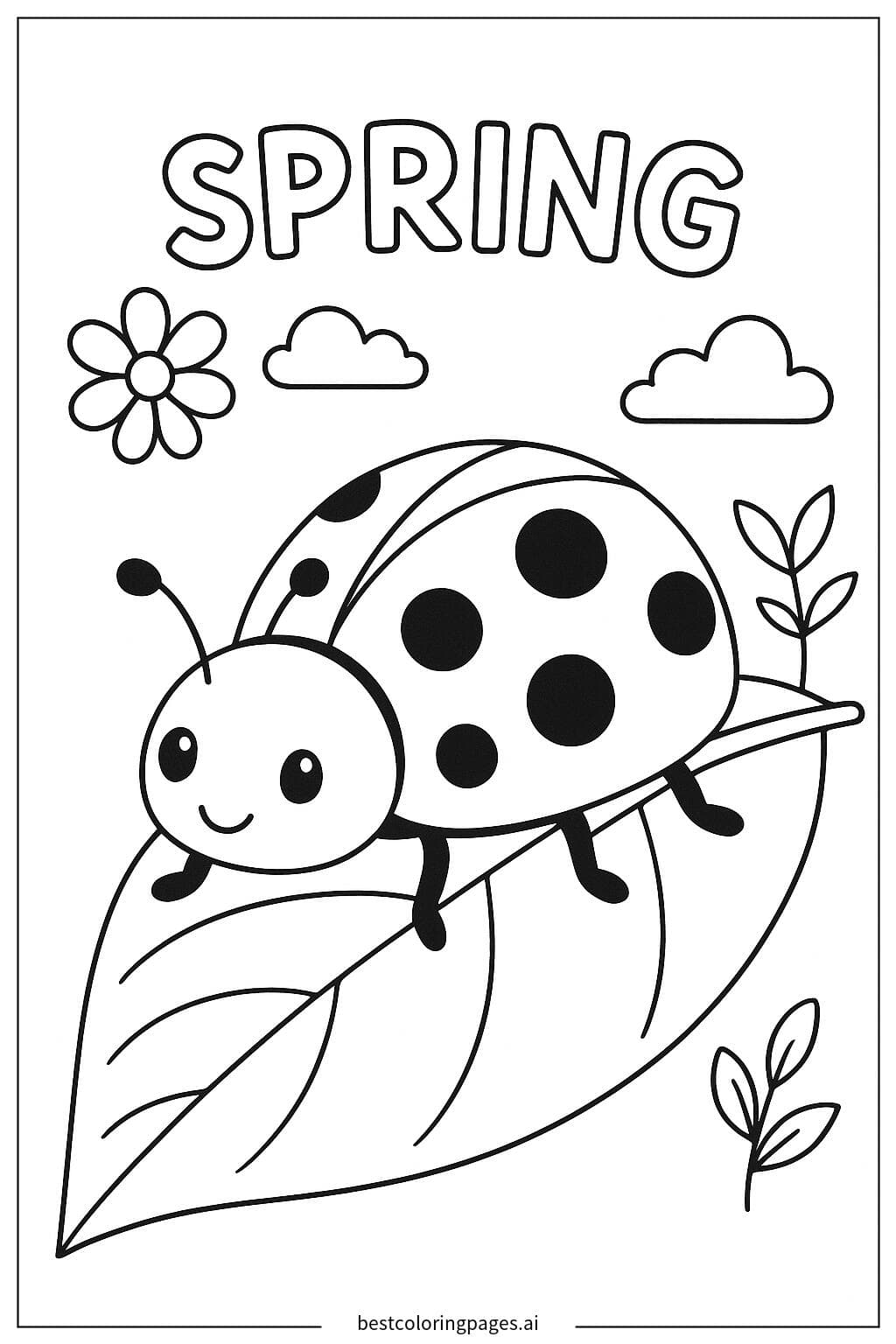 Una coccinella che cammina su una foglia