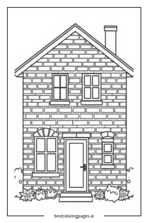 Desenhos de Casa térrea de tijolos para Colorir