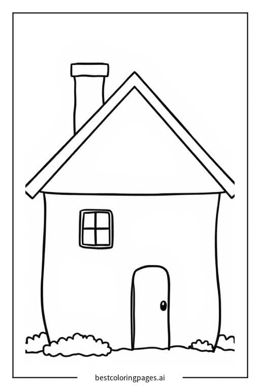 Desenhos de Uma casa simples com uma chaminé para Colorir