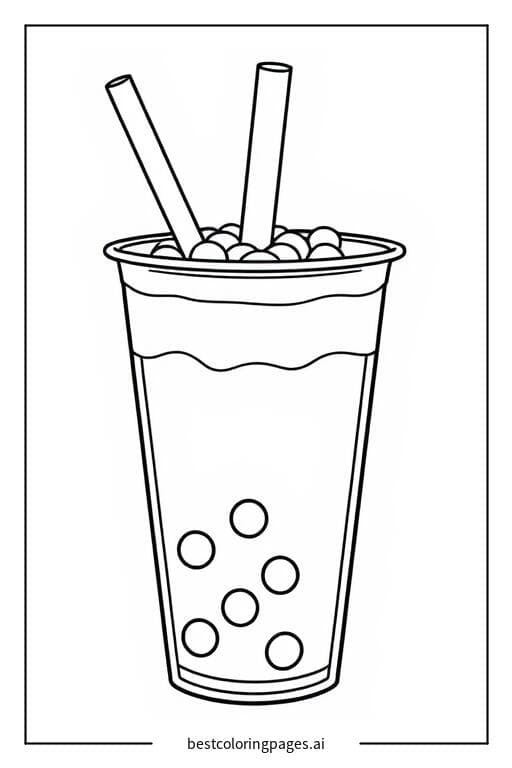Cool Cup of Bubble Tea Coloring Pages
