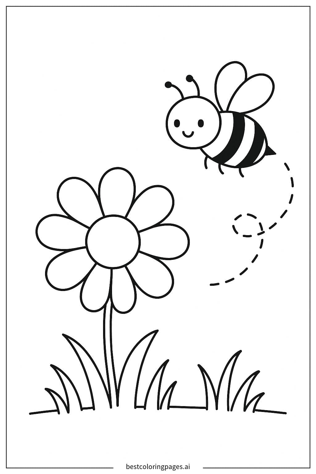 A Small Bee Flying Near a Flower