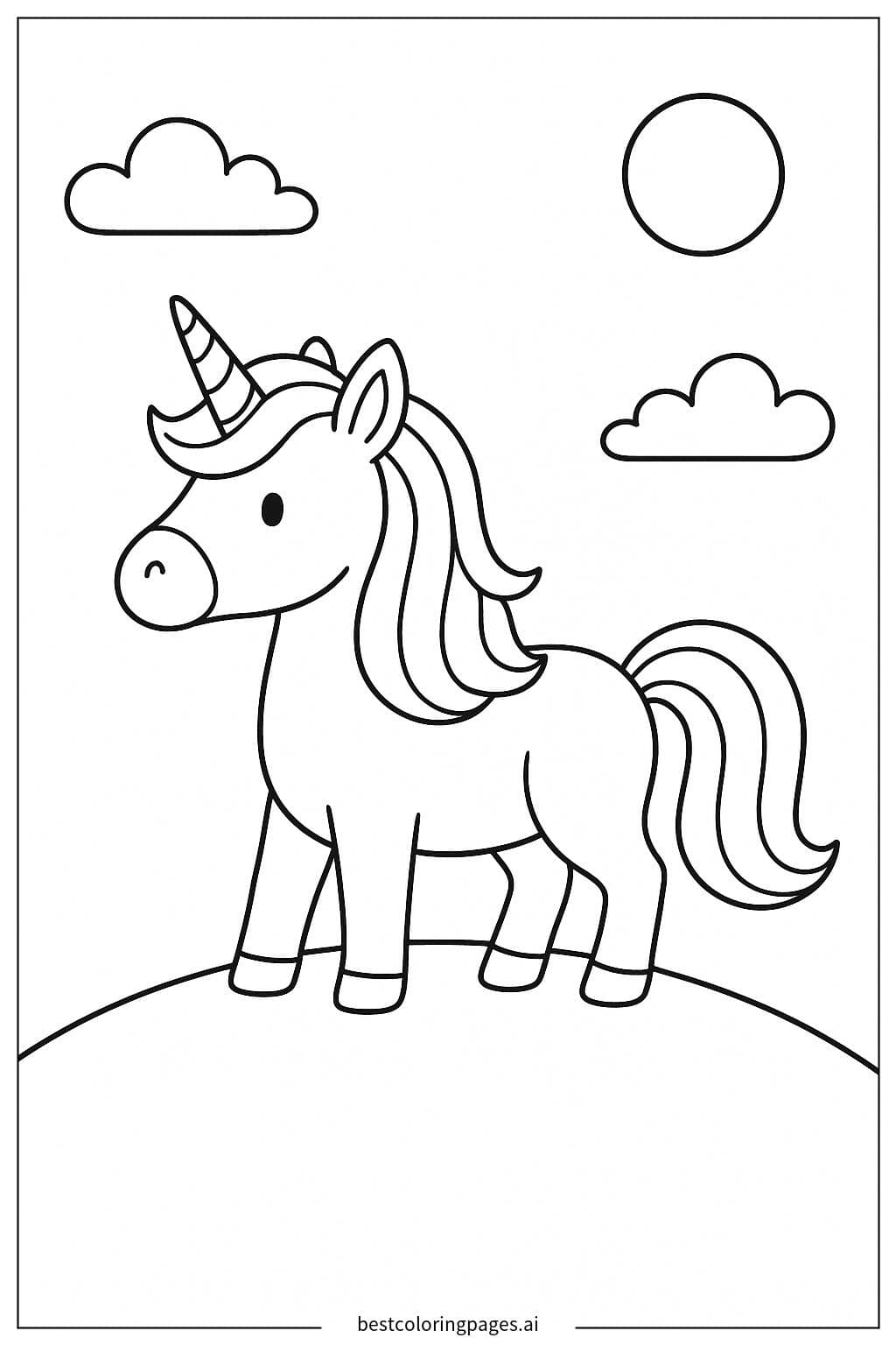A Magical Unicorn on a Peaceful Hill