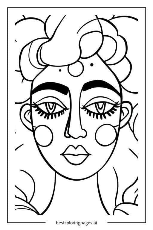 Disegni di Volto astratto con contorni audaci da Colorare