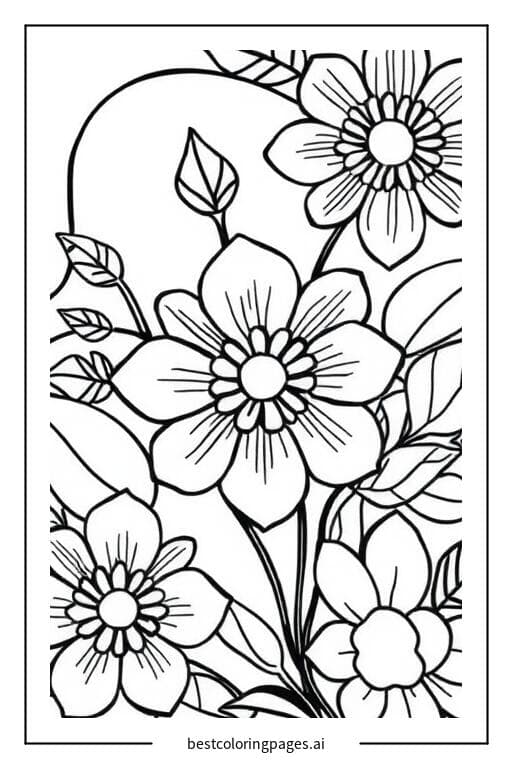Abstract Floral Elements Coloring Page
