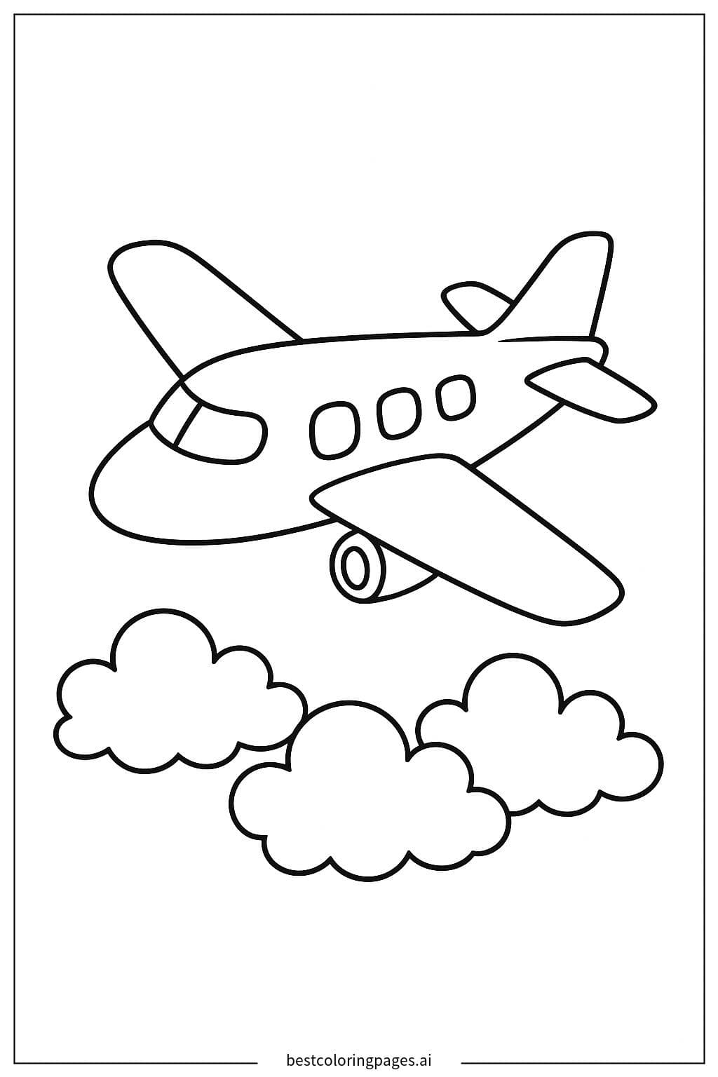 Avião Voando sobre as Nuvens