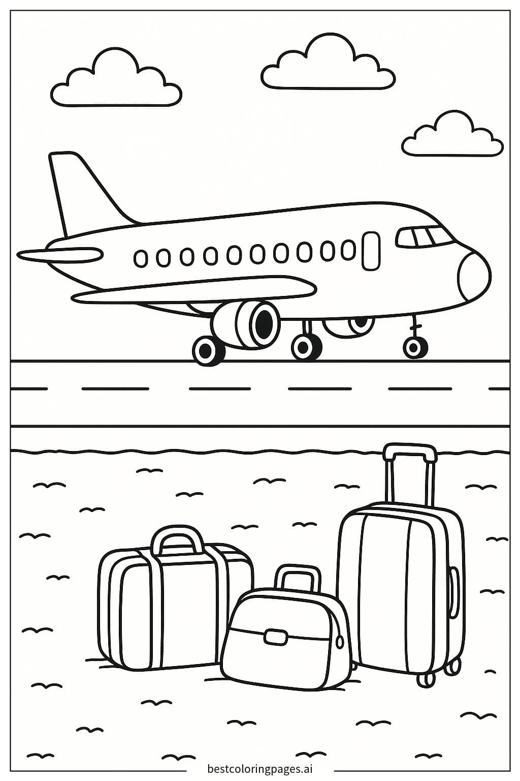 Avião Aterrissando com Bagagens