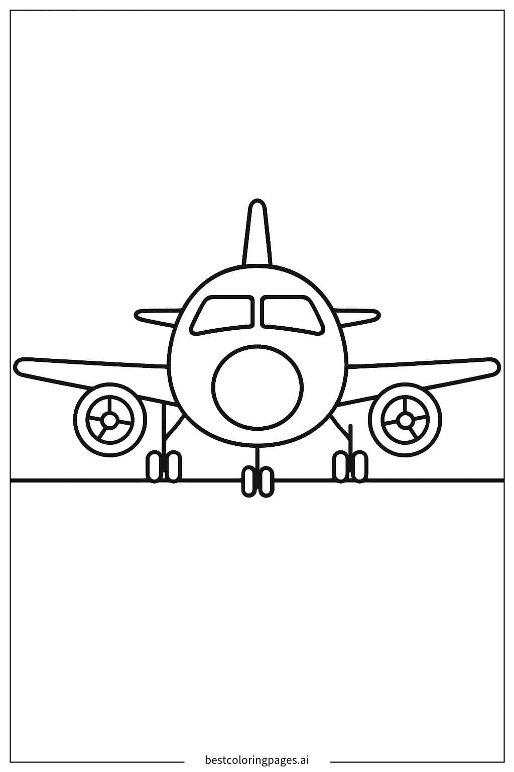 ภาพระบายสี เครื่องบินจอดอยู่บนทางวิ่ง