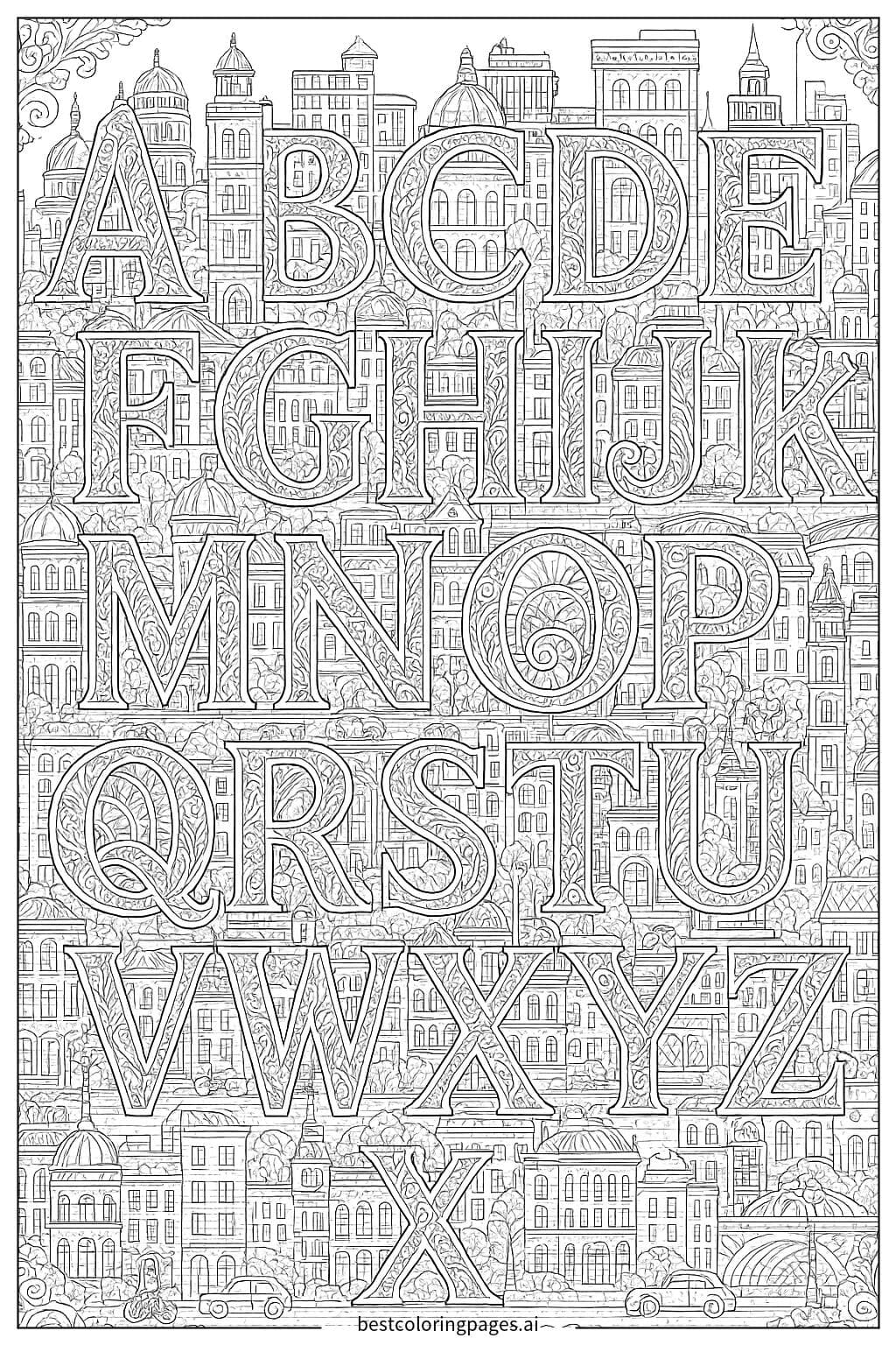 Alphabet Letters in a Vibrant Cityscape