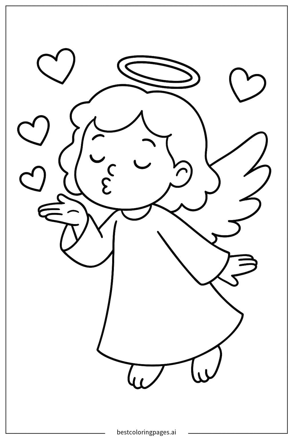 Disegni di Angelo che soffia un bacio da Colorare