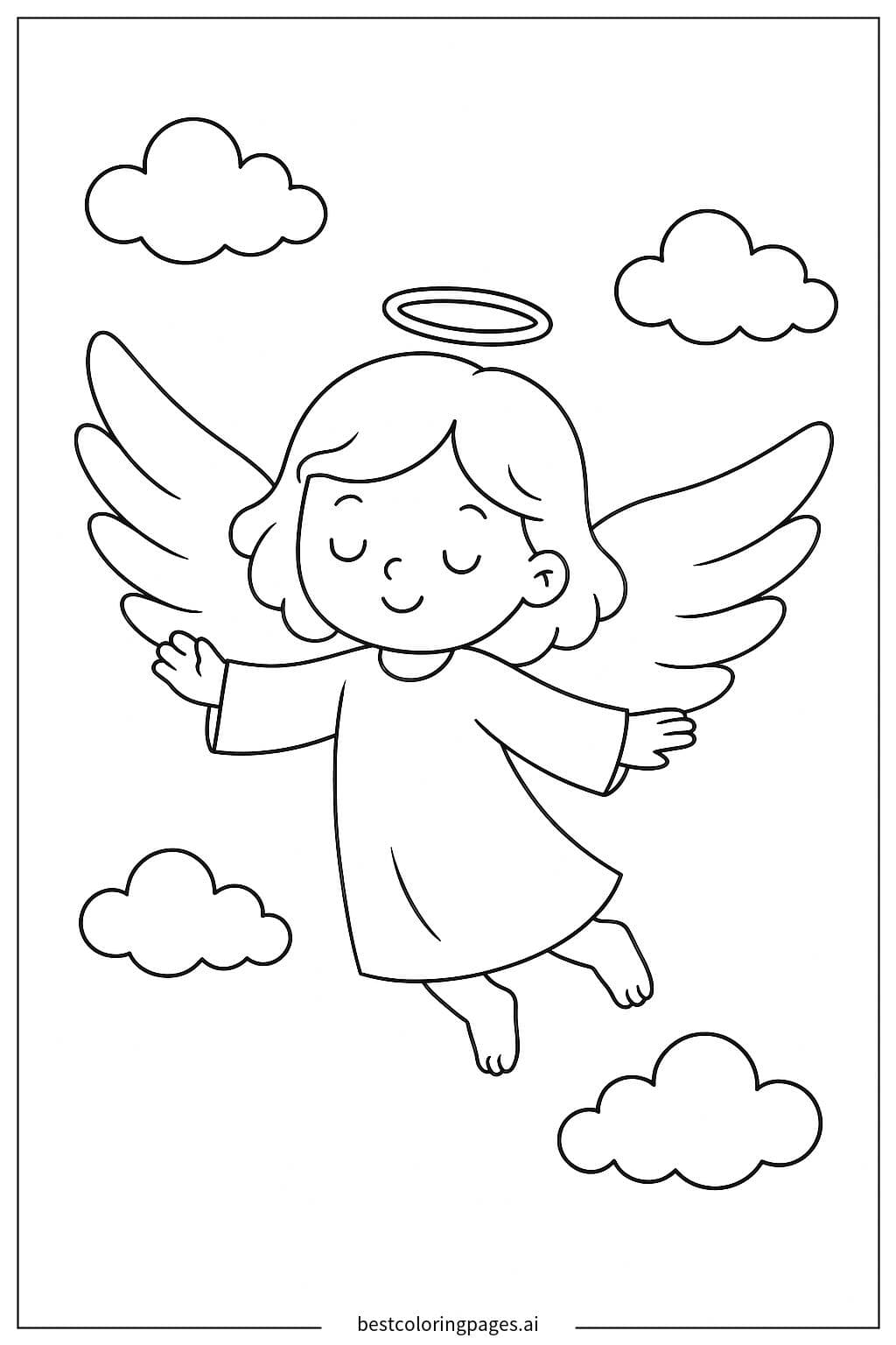 Anjo voando suavemente pelo céu