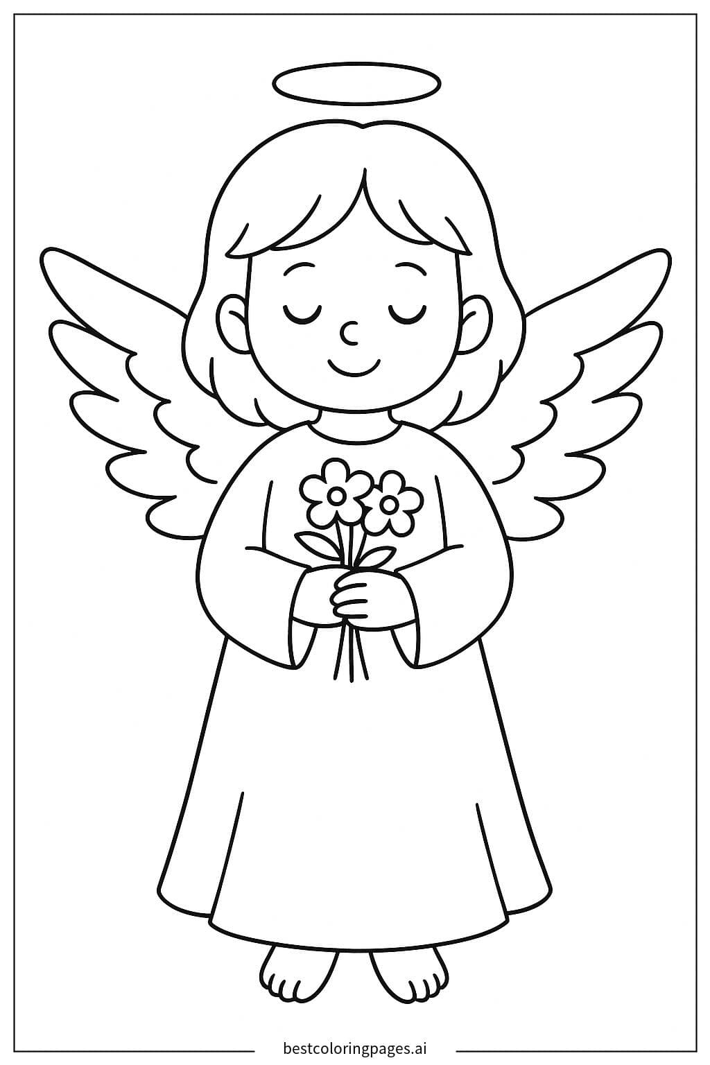 手捧花束的天使