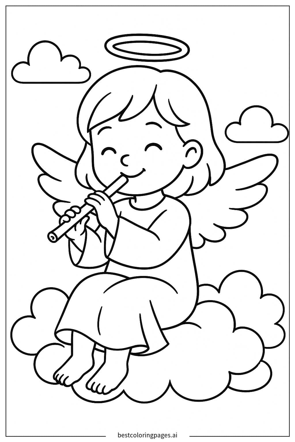 Anjo tocando uma pequena flauta