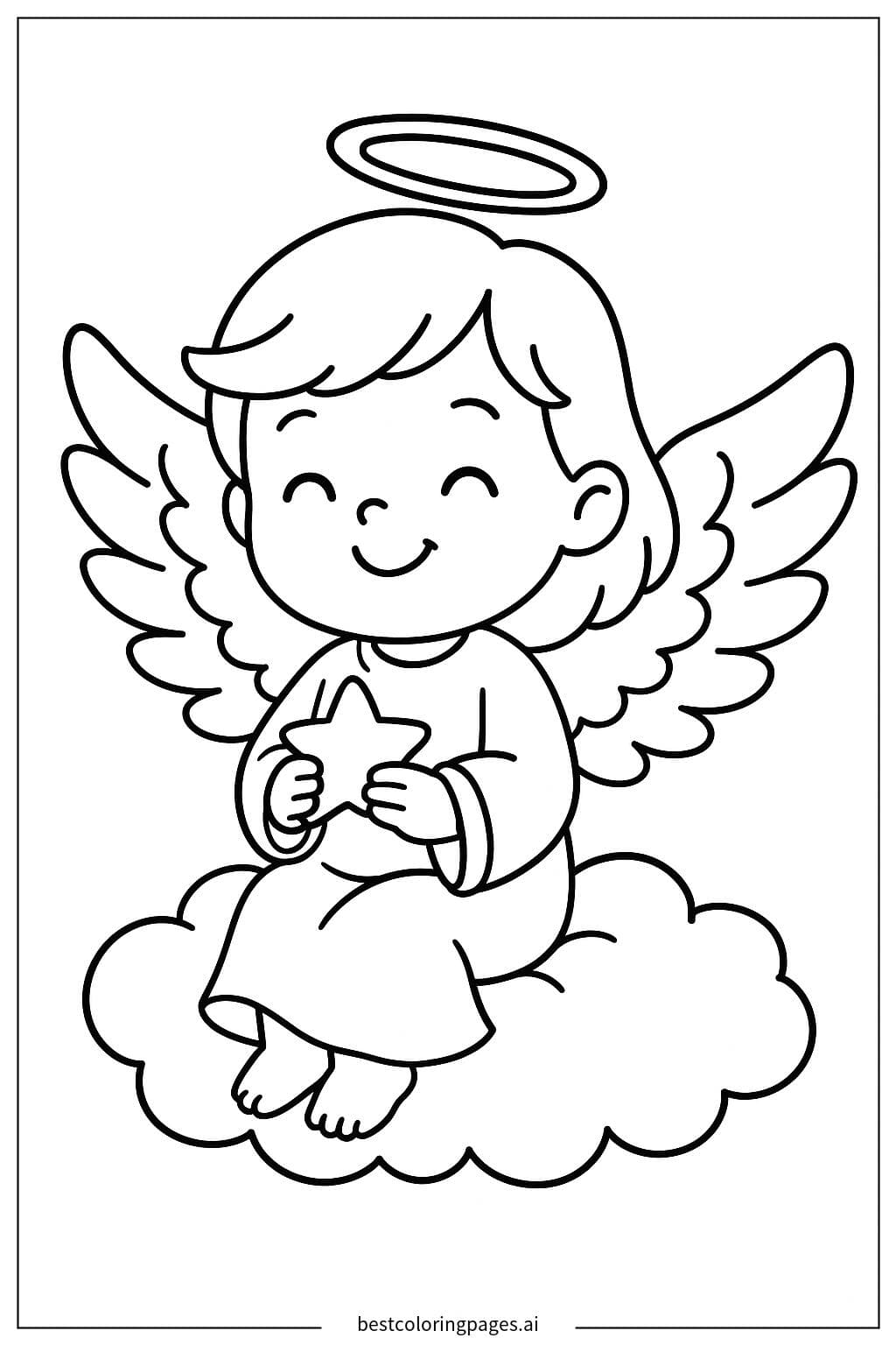 Anjo sentado em uma nuvem