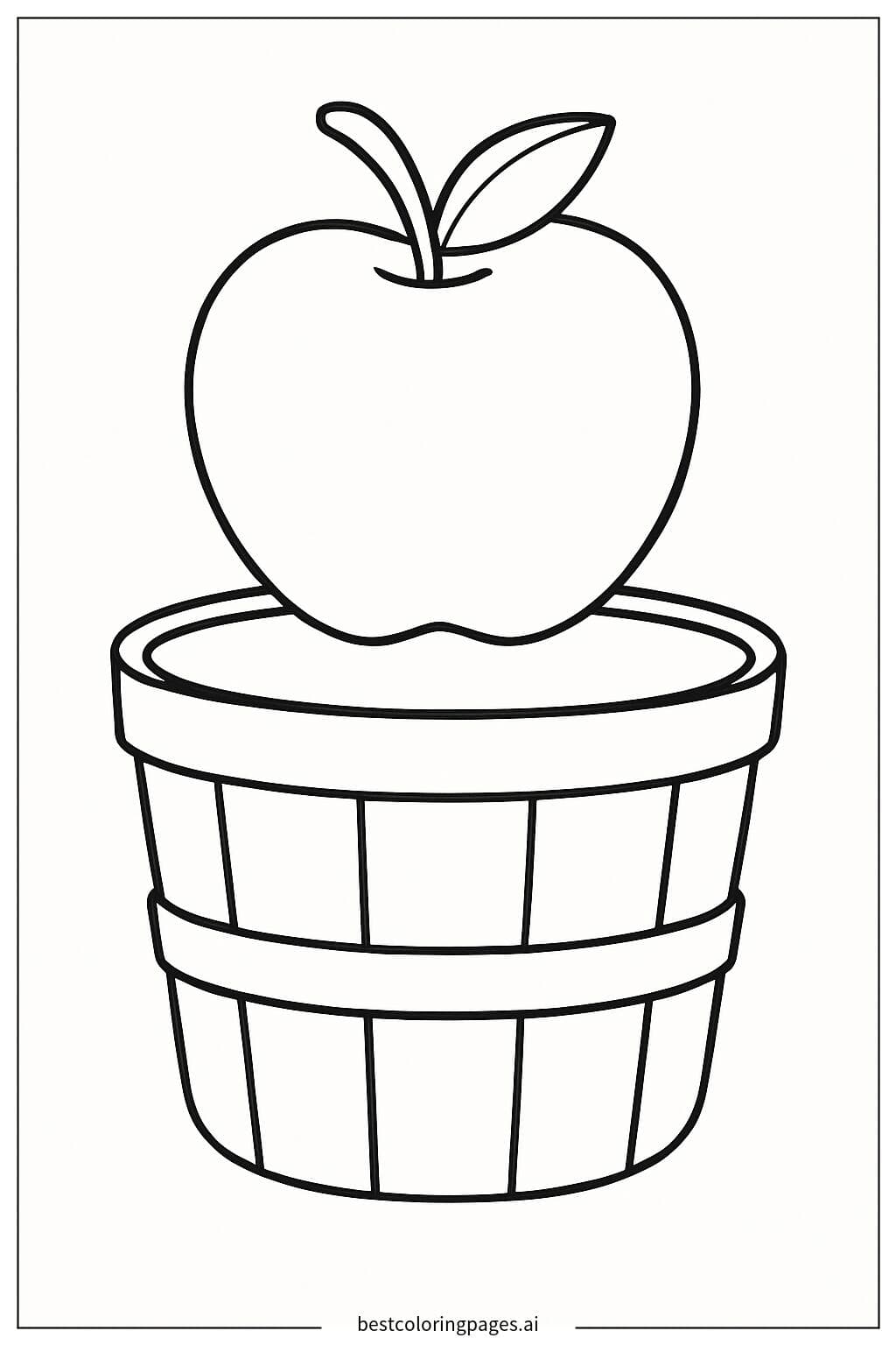 Apfel auf Erntekorb