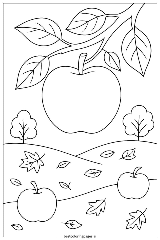 Apfelgarten im Herbst Ausmalbilder