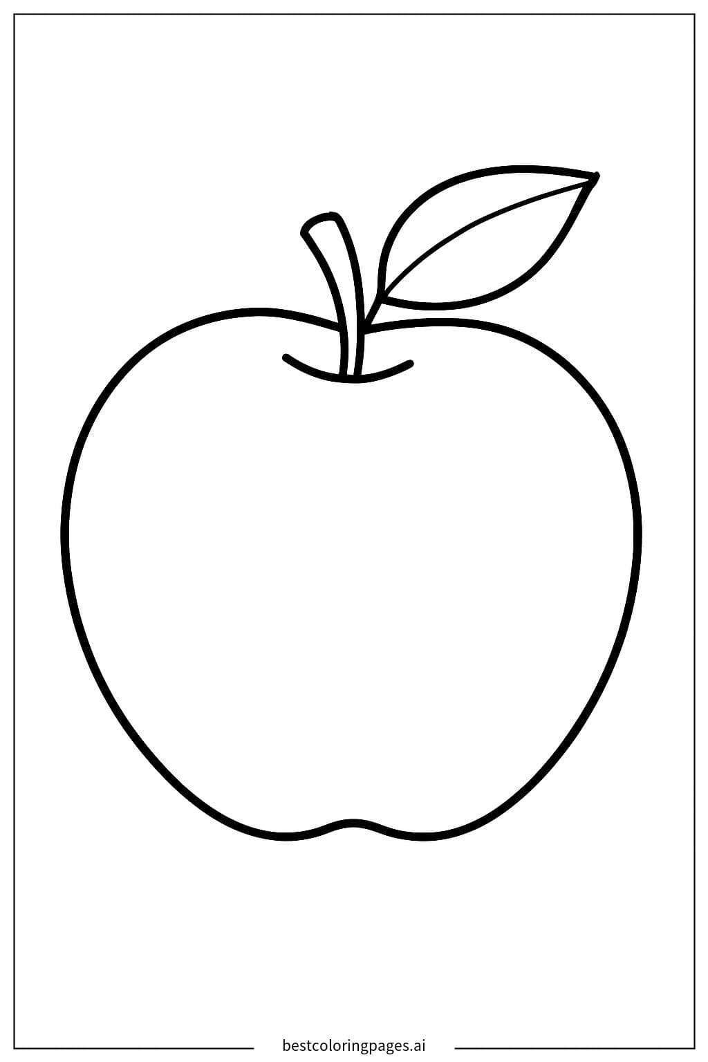 Apple with a Small Leaf on Top