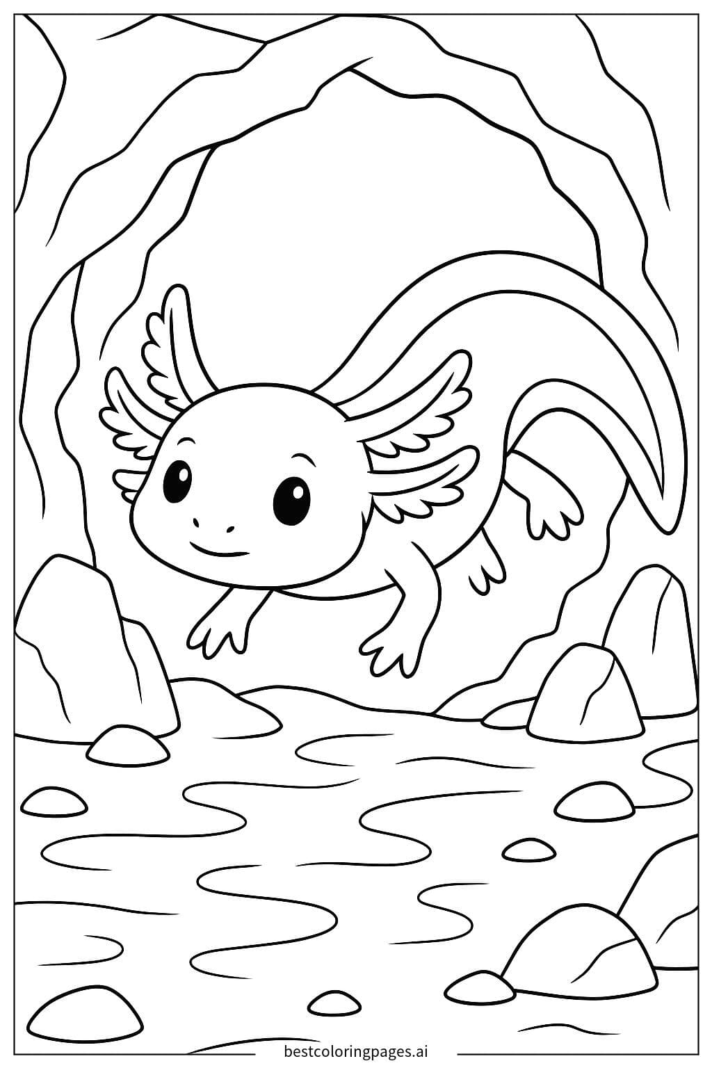 Axolotl Exploring the Cave