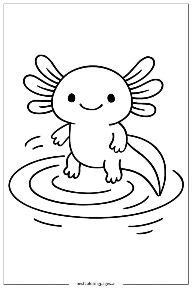 Axolotl in a Tranquil Pond Coloring Page