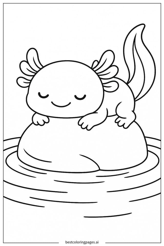 Axolotl Resting Peacefully Coloring Pages