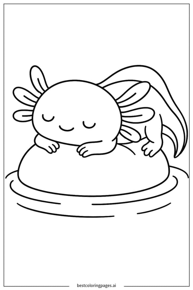Axolotl Sleeping Peacefully Coloring Pages