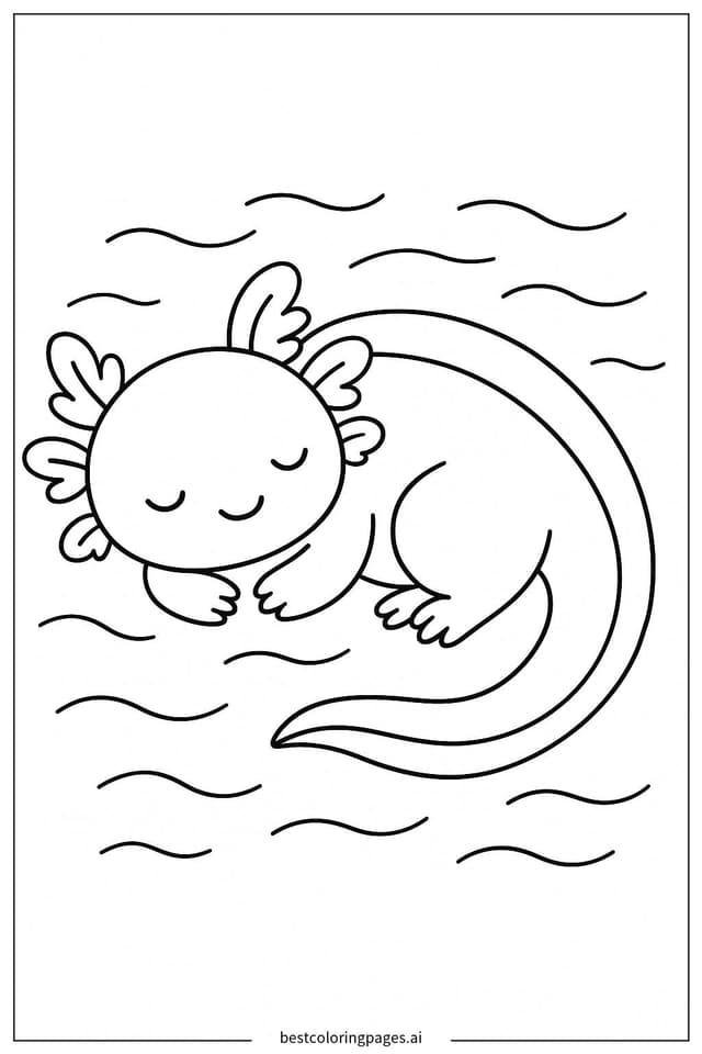 Sleeping Axolotl Coloring Page