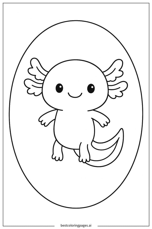 Cheerful Axolotl Coloring Page Coloring Pages