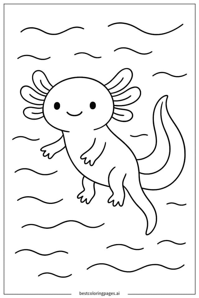 Graceful Axolotl Swimming Coloring Pages