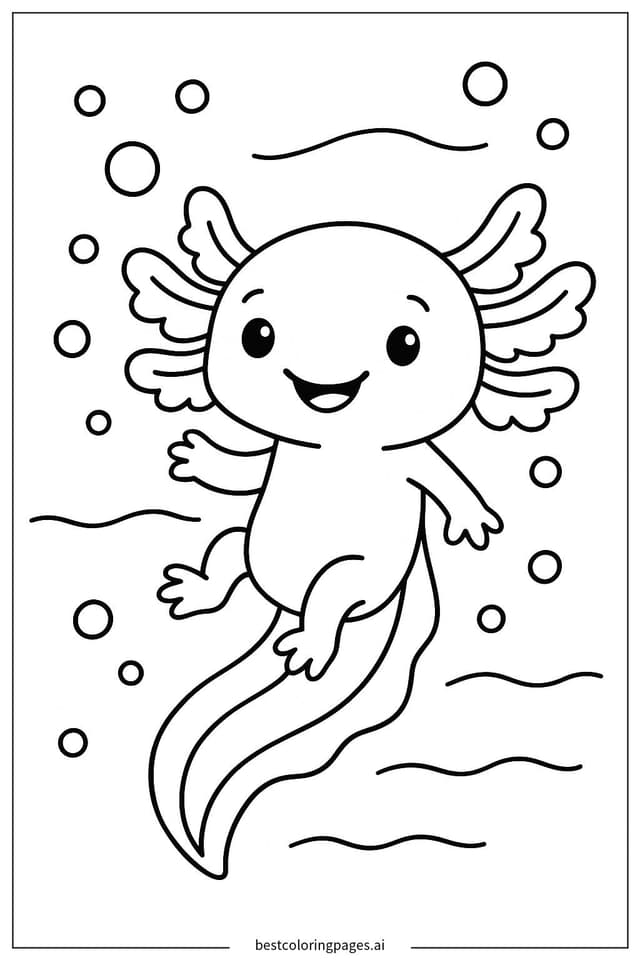 Axolotl Swimming Adventure Coloring Pages