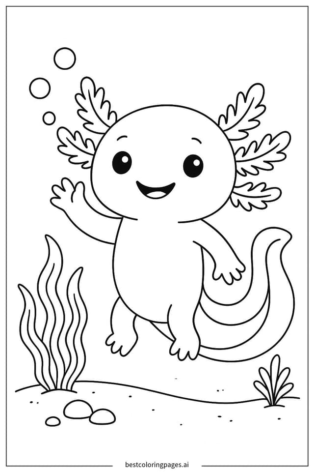 Axolotl Waving Coloring Pages