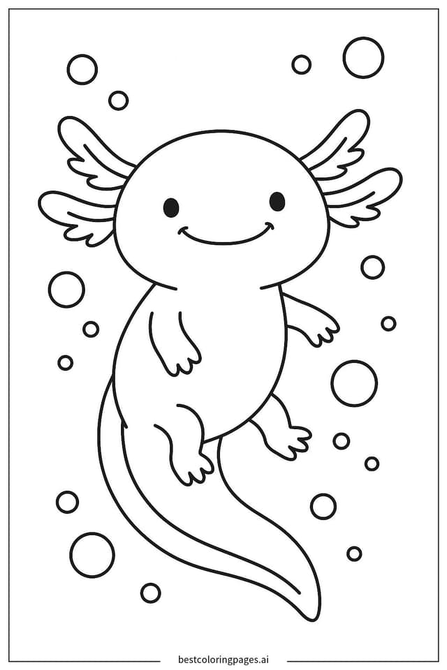Cheerful Axolotl with a Big Smile Coloring Pages