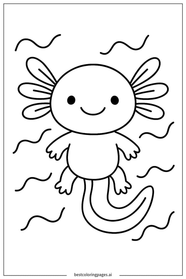 Axolotl with Simple Background Coloring Page