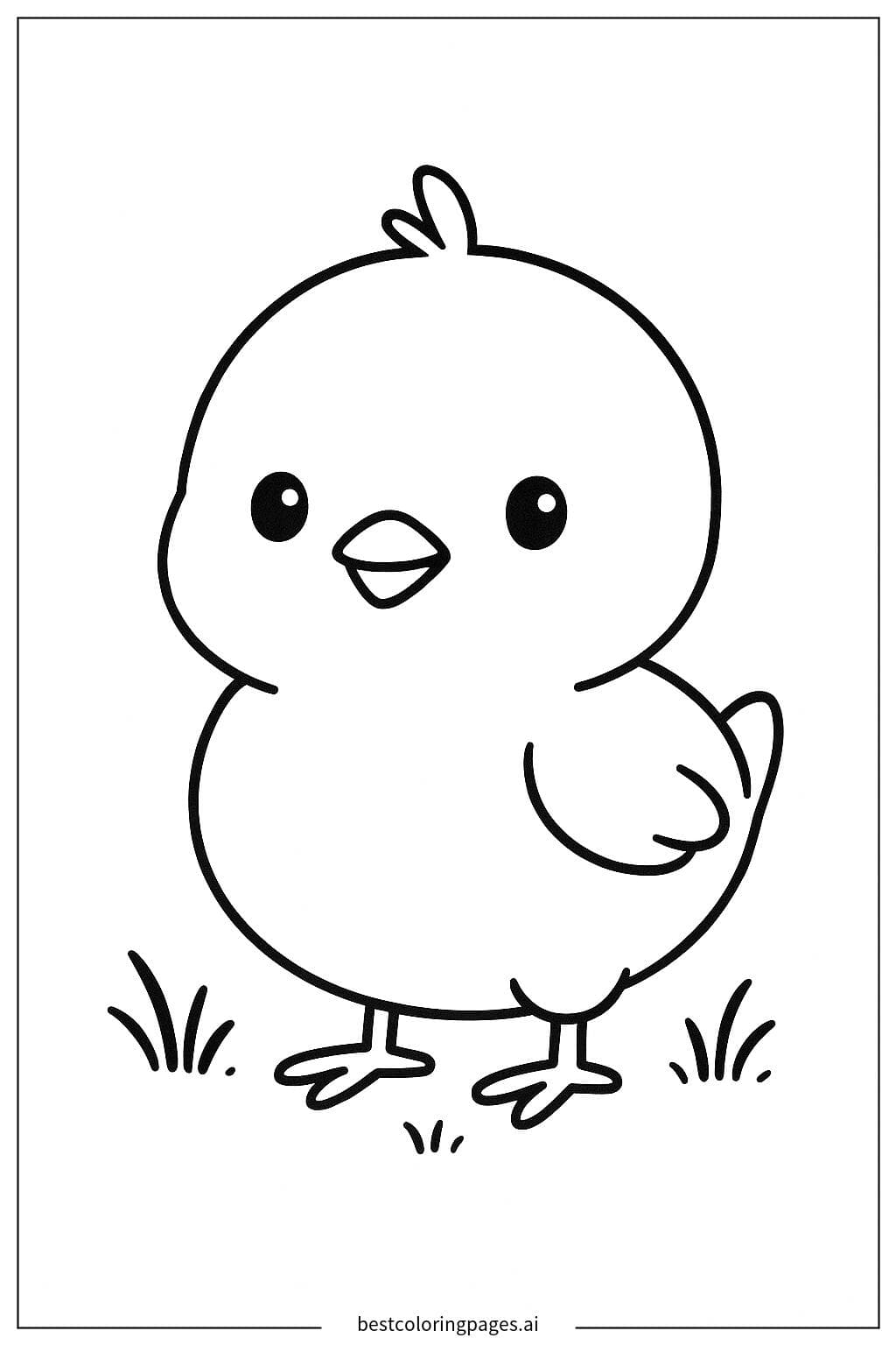 Adorable Baby Chick Standing in Grass