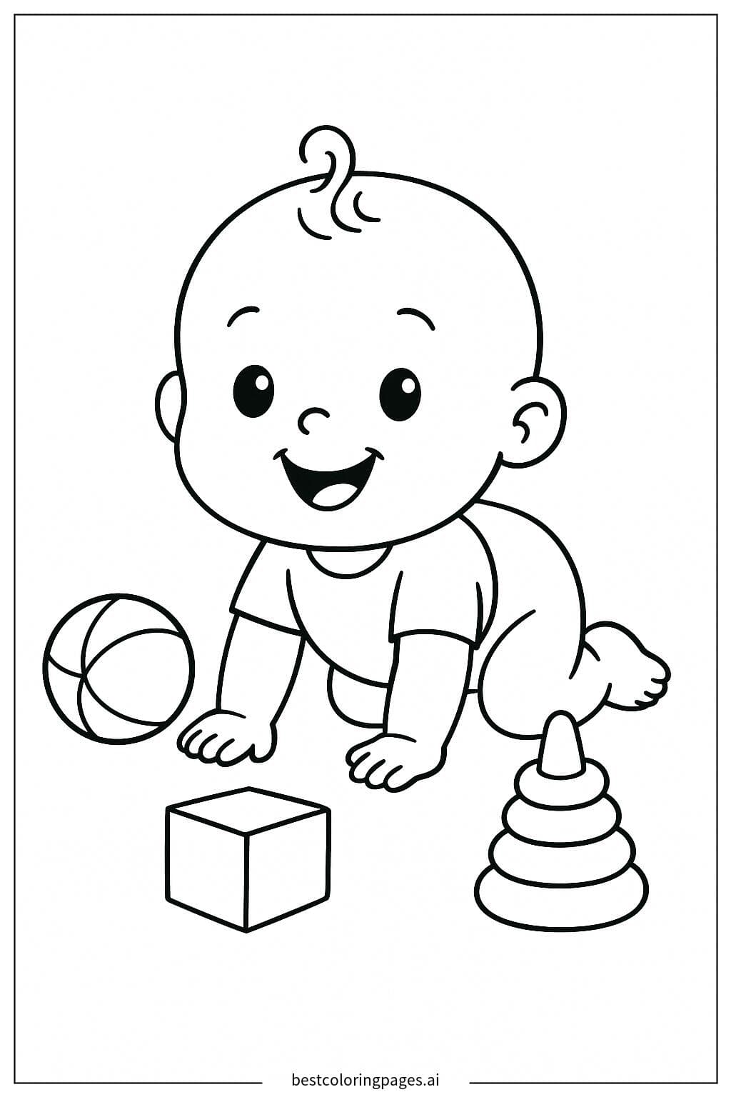 Baby Crawling with Toys