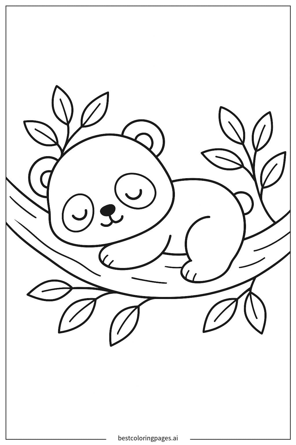 Cucciolo di panda che dorme su un ramo